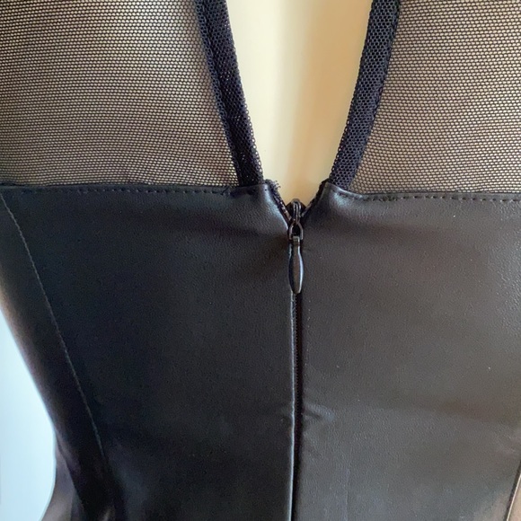 Combo sheer/leather mini dress - Picture 5 of 7